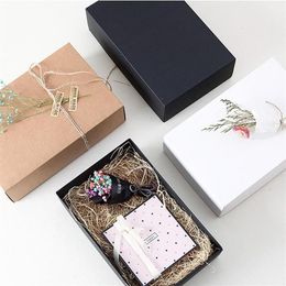 Gift Wrap 50pcs lot Large Kraft Paper Cardboard Box Craft Packaging Black With Lid Carton246O