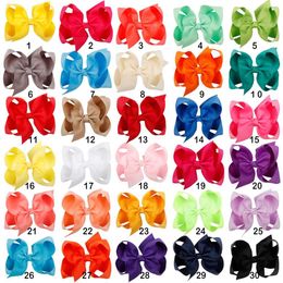 30pcs lot 4 Inch Solid Hair Bow With Clip Girls Grosgrain Ribbon Hairbows Boutique Handmade Hairpin For Kids Hair Accessories185M