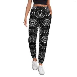 Women's Pants Vintage Evil Eye Jogger Women Black And White Casual Sweatpants Spring Custom Aesthetic Big Size Trousers Gift Idea