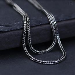 Pendants Solid Sterling S925 Silver Necklace Women Men Foxtail Wheat Chain 1.5mmW 45-70cmL