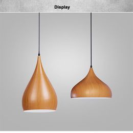 New style Pendant Light Wood Grain Pendant Lamp E27 Light for Home restaurant Decoration Lighting Factory 235P