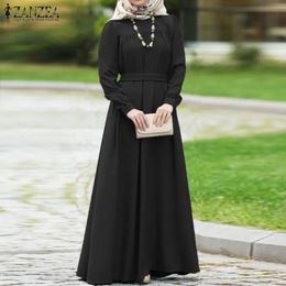 Basic Casual Dresses ZANZEA Women Autumn Long Sleeve Dress Solid Kaftan Abaya Dubai Hijab Muslim Loose Sundress Maxi Vestido S 231212