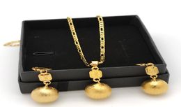 18 k Stamp Gold GF Circle Pendant Necklace and Earrings Party Gift Jewellery Set Figaro Chain Link 600 3mm5462147