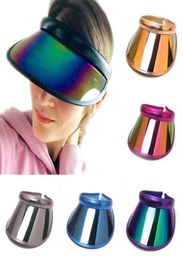 Stingy Brim Hats Summer Unisex Ladies Sun Hat Transparent Empty Top Plastic PVC Candy Colour Visor Women039s Bicycle Climbing Dr7789431