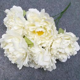 Decorative Flowers 1PCS Vintage Artificial Peony Bouquet 5 Big Head Fake Decor Bridal For Home Table Wedding Supplies