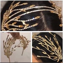 Hair Clips Crystal Pearl Bride Headband Band For Women Leaf Flower Tiara Crown Bridal Headdress Headpiece Wedding Accessories Jewellery