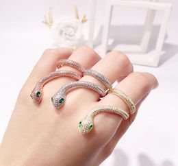 New Trendy Cubic Zirconia Stones Green Eyes Ring Jewellery Copper Average Size Rings for Women Gift4299953