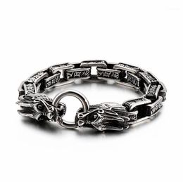 Charm Bracelets 220mm Punk Animal Dragon Bracelet Men Stainless Steel Box Chain Armband Jewellry Accessories 202113776826