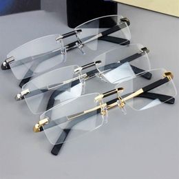 luxury design b34m9 business men rectangular rimless glasses frame titanium metal square 5716140 for prescription glasses fullset 256S