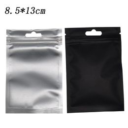 Matte Black Mylar Clear Plastic Package Bag 8 5 13cm Heat Sealable Aluminium Foil Packing Bag Zipper Top Package Bag 100pcs lot3051