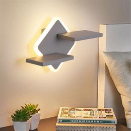 Shelf bedside acrylic led wall lamp Nordic postmodern minimalist art living room decoration simple bedroom lamps1859