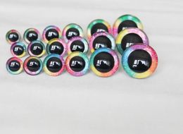 Doll Accessories 20pcs 14-16-18-20-24-30mm-35MM 3D RAINBOW glitter toy eyes washer for woolen diy plush doll color option--R3 231213