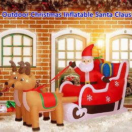 Inflatable Bouncers Playhouse Swings Christmas Santa Claus Decoration For Home Outdoor Xmas Elk Pulling Sleigh Decor Toy LED Light 231212