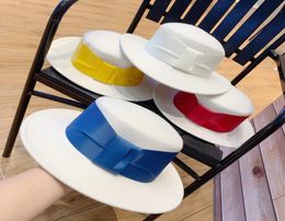 Classical Wide Brim Fedora Hat 100 Wool White Flat Top Hat For Women Wedding Party Hats Autumn Winter Warm9057999
