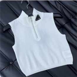 Designer Women's Vest Sweaters Sleeveless Knits Fashion Tees Short Tops Slim Zipper Top Summer Casual Women Clothing