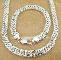 925 silver christmas gift 925 silver set men Bracelets 925 silver chain necklace 10 MM Men Necklace bracelet SETJewelry set mens 7787753