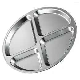 Dinnerware Sets Round Serving Platter Stainless Steel Dinner Plate Tray School Lunch Trays