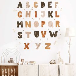 4sheets/set Bohemia Style Boho Color Abc English Alphabet Wall Stickers for Kids Room Baby Nursery Room Wall Decals Home Decor