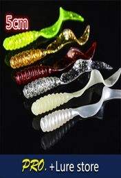 200pcs 5cm Colourful soft material circle tail shinny isca grub worm maggot fishing lure baits for pond fishing 2011037068735