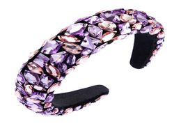 Luxury Baroque Sparkly Padded Rhinestone Headband Colourful Glass Crystal Embellished Wide Headwear Hairband Hair Accessories9916307