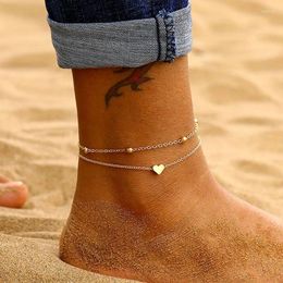 Anklets LETAPI Simple Heart Female Barefoot Crochet Sandals Foot Jewelry Leg Fashion Ankle Bracelets For Women Chain