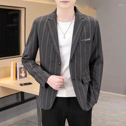 Men's Suits 2023 Four Seasons Trend Handsome High-end Knitted Suit Autumn And Winter High-quality Plaid Elastic Coat Top
