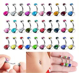 Hoop Huggie 5102030 Pcs Colourful 14G Belly Button Rings CZ Crystal Stud For Women Piercing Jewellery Bars Navel5408489