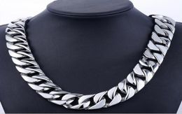 71CM 24mm Super Heavy Thick Silver Gold Round Curban Curb Chain Titanium steel Link necklace Mens Boys Chain 316L Stainless Steel 6987369