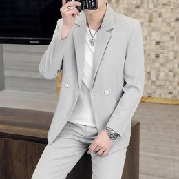 Men's Suits 2023 Fashion Handsome Trendy High-end Korean Version Of The Slim Broad Drop Shoulder Suit Tops Jacket