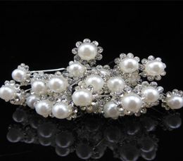 Whole Korean Style Women Wedding Accessories Bridal Pearl Hairpins Flower Crystal Rhinestone Hair Pins Clips Bridesmaid Hair J2645765