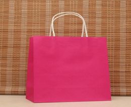 Whole 40PCSLOT Multifunction rose pink paper bag with handles21x15x8cm Festival gift bag good Quality shopping kraft9560453