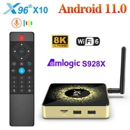 X96 X10 Amlogic S928X Android Smart TV Box 8GB RAM 64GB ROM Support 8K USB3.0 Wifi6 Bluetooth 5.2 1000M LAN Google Voice Set Top Box