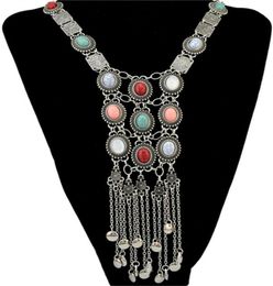 Pendant Necklaces Retro Ethnic Style Long Tassel Sweater Chain Lady Jewellery Exaggerated Women Bohemian Crystal Colourful Choker Bij3517503