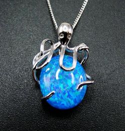 Selling Beautiful See Animals 925 Sterling Silver Fire Opal Octopus Women039s Pendant Necklace For Gift 2105246825233