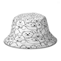 Berets Oh Samoyed Bucket Hat For Women Men Students Foldable Bob Fishing Hats Panama Cap Streetwear