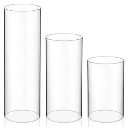 Candle Holders 3 Pcs Shade Glass Clear Cover Desktop Supply Decorative Holder High Borosilicate Supplies Home Cylinder Candleholders