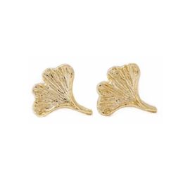Fashion ginkgo biloba stud earrings gold silver rose Plating stud earring whole243h