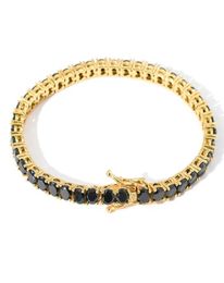 High Quality Yellow White Gold Plated 4MM 78inch Black CZ Tennis Bracelets Chains Links for Men Women Nice Gift9765320