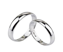 925 Sterling Silver Smooth Simple Couple Rings Solid Wedding Band Rings Fashion Jewelry For Women Men5101388