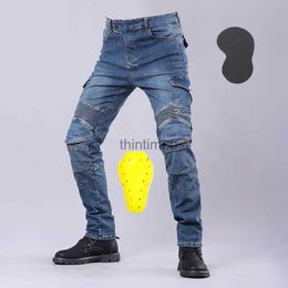 Men's Pants New Men's Winter Riding Motorcycle Cargo Pants Outdoor Riding Jeans Moto Protective Gear With Hip Knee Gear Long Trousers YQ231213