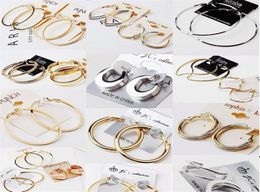 Circle Fashion Hoop Earrings for women European American Pure Copper Exaggerated Glossy Earring Mixed Batch Nightclub Sexy Jewelry9450165