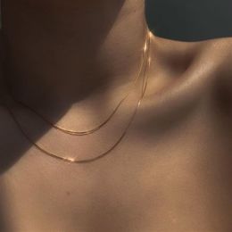 Real 14K Plated Gold Chain Short Clavicle Chain Soft Snake Bone Chains Exquisite Design Chain Necklace for Women Gifts Accessories304y