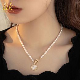 Chains Aokaishen Pearl Necklace Versatile For Female Niche High-end Collarbone Chain Small Grain Pendant Jewellery