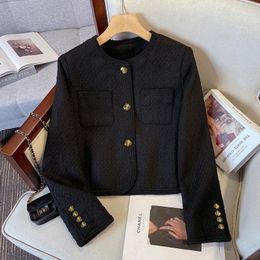 Women's Jackets Elegant Women Chic Single Breasted Coat Harajuku Office Lady Short Outwear Long Sleeve Classy Button Tops