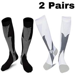 Sports Socks 2 Pairs Running Men Compression Fit Varicose Veins Football Soccer Stockings 30 Mmhg Atheletic Women 231212