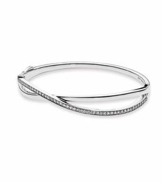 Authentic 925 Sterling Silver Entwined Bangle Bracelet CZ diamond Womens Wedding gift designer Jewellery with Original box for P bracelets4904210