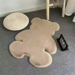 Bath Mats Children s Room Floor Mat Sofa Living Carpet Bay Window Imitation Rabbit Fur Bear Rugs for Bedroom Kawaii Rug Faux 231213