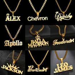 Tennis Graduated Acheerup Personalised 1-2 Name Stainless Steel Necklace Matte Butterfly Cross Thick Chain Detachable Pendant Jewellery Men's Gift 231213