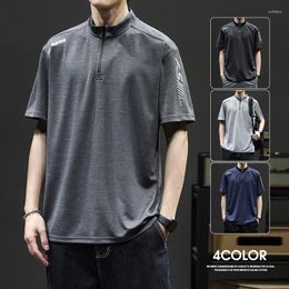Men's Polos 2023 Summer T-Shirt Polo Shirt Thin Style Ice Silk Cooling Quick Dry Breathable Lapel Sports Casual Half Sleeve Trend Tops