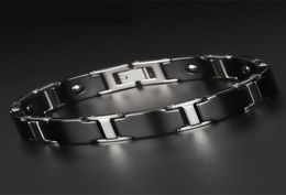 Korean Mens Fashion Popular Health Bracelet Male Ceramic Braclet Black Tungsten Steel Energy Magnetic Therapy Bileklik8461581